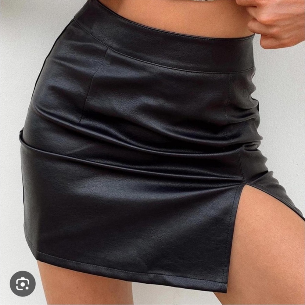 Princess Polly Black Faux Leather Mini Skirt